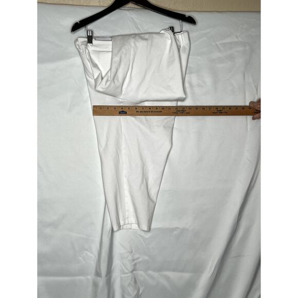Eileen fisher size PM white pants stretchy button-fly pockets waist cropped - Picture 7 of 13